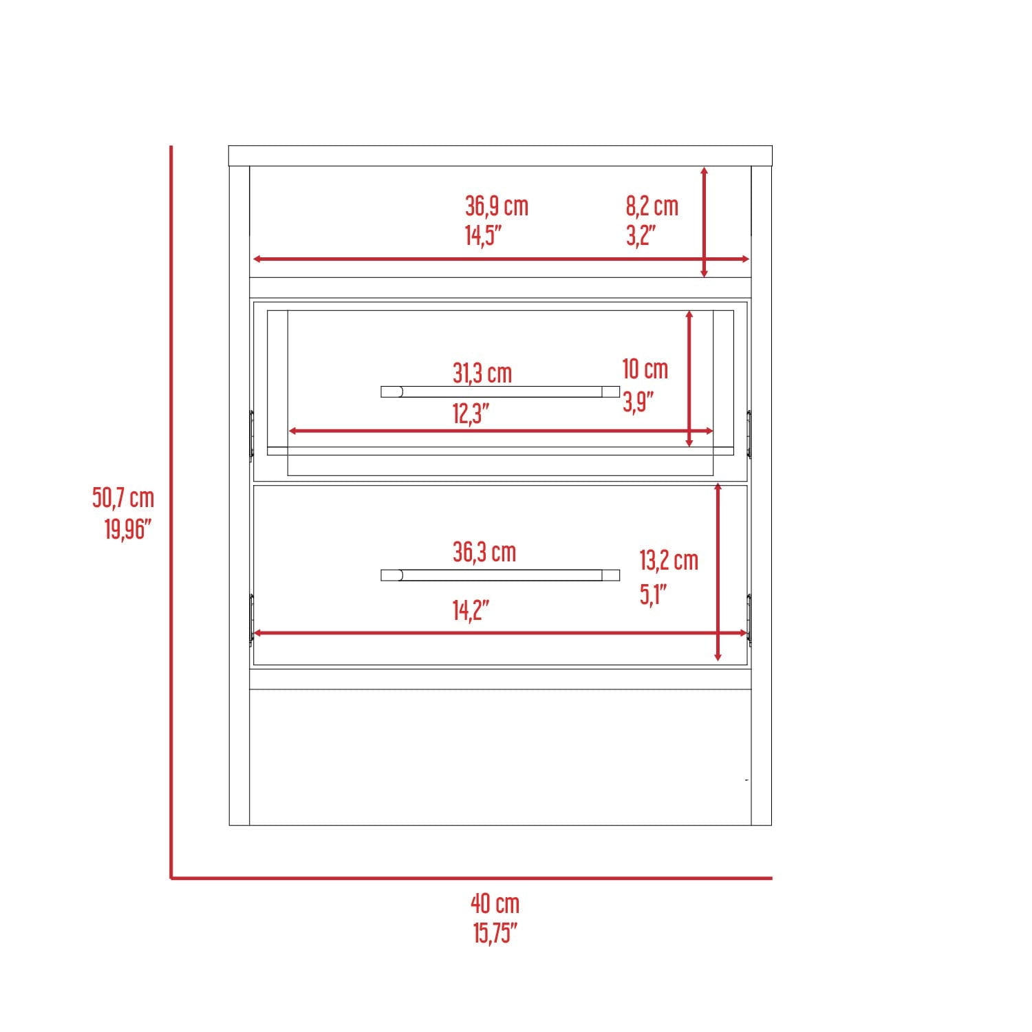 Boahaus Malaga Modern Nightstand, White-Gray Painted, 2-Drawers, for Bedroom - Image 4