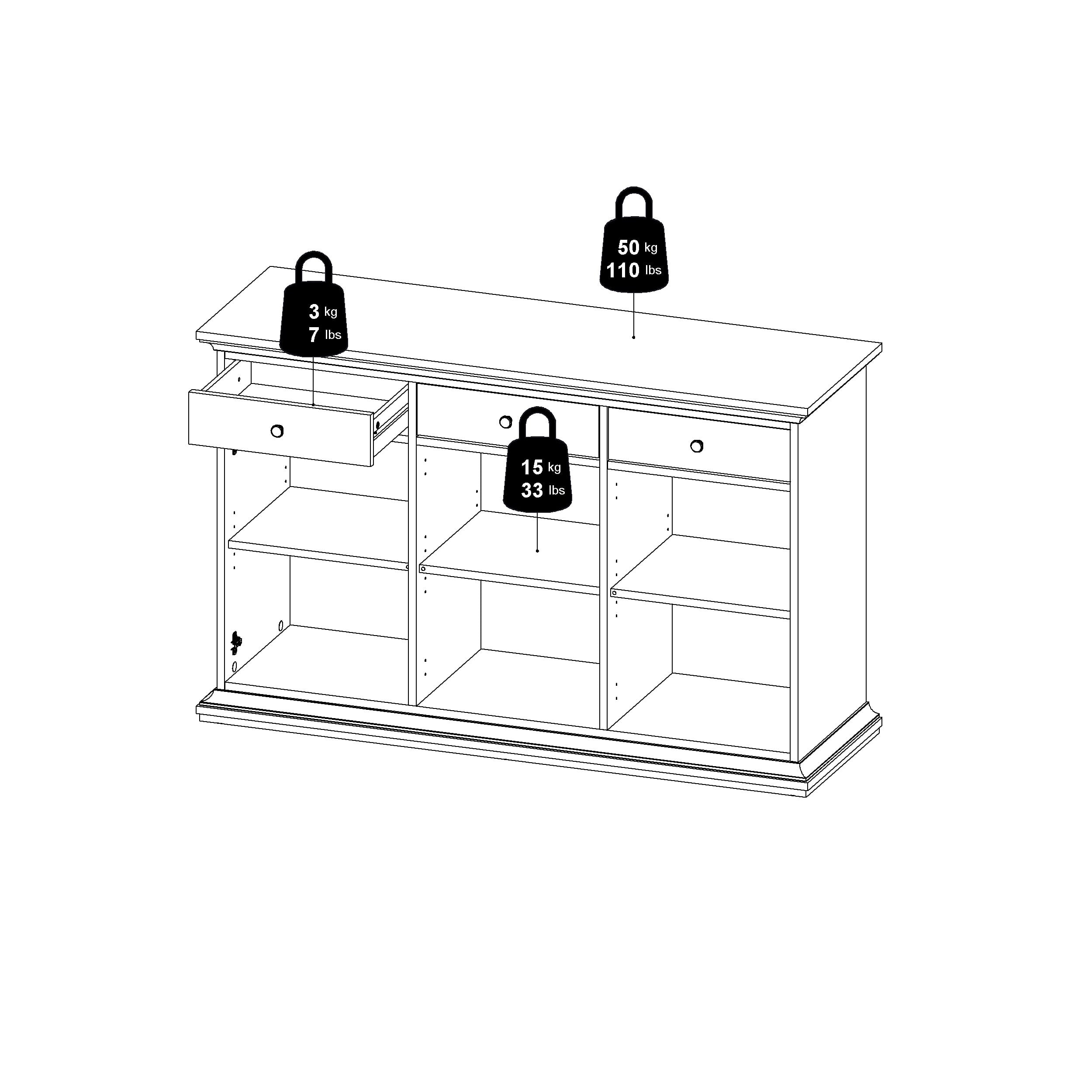 Tvilum Sonoma 6 Shelf Sideboard with 3 Doors and 3 Drawers, White - Image 7