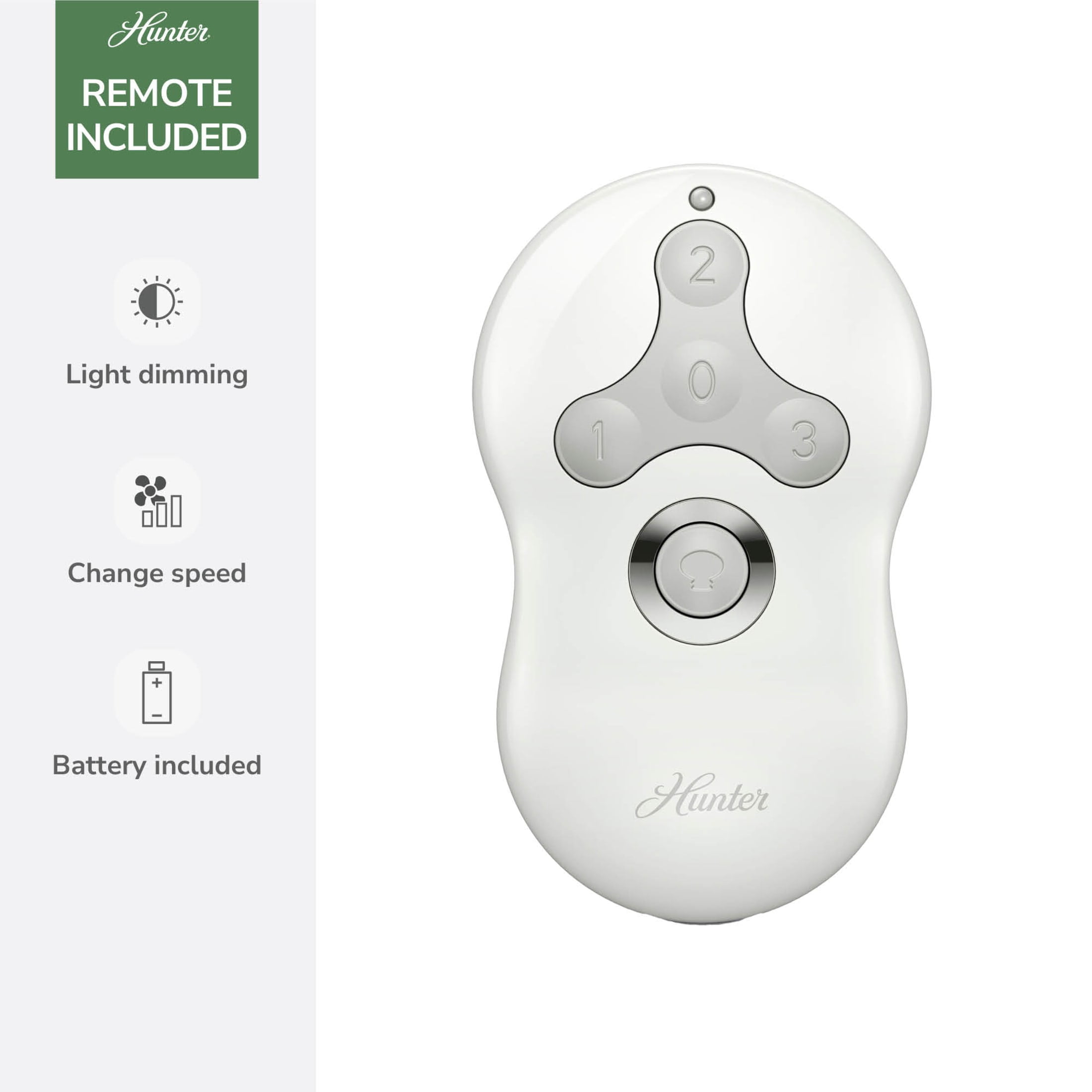 Hunter - Dempsey Indoor Low Profile Ceiling Fan, Remote, 52-inch, Fresh White, Modern-style, 3-speed WhisperWind Motor, 59248, for Living Rooms, Bedrooms - Image 4