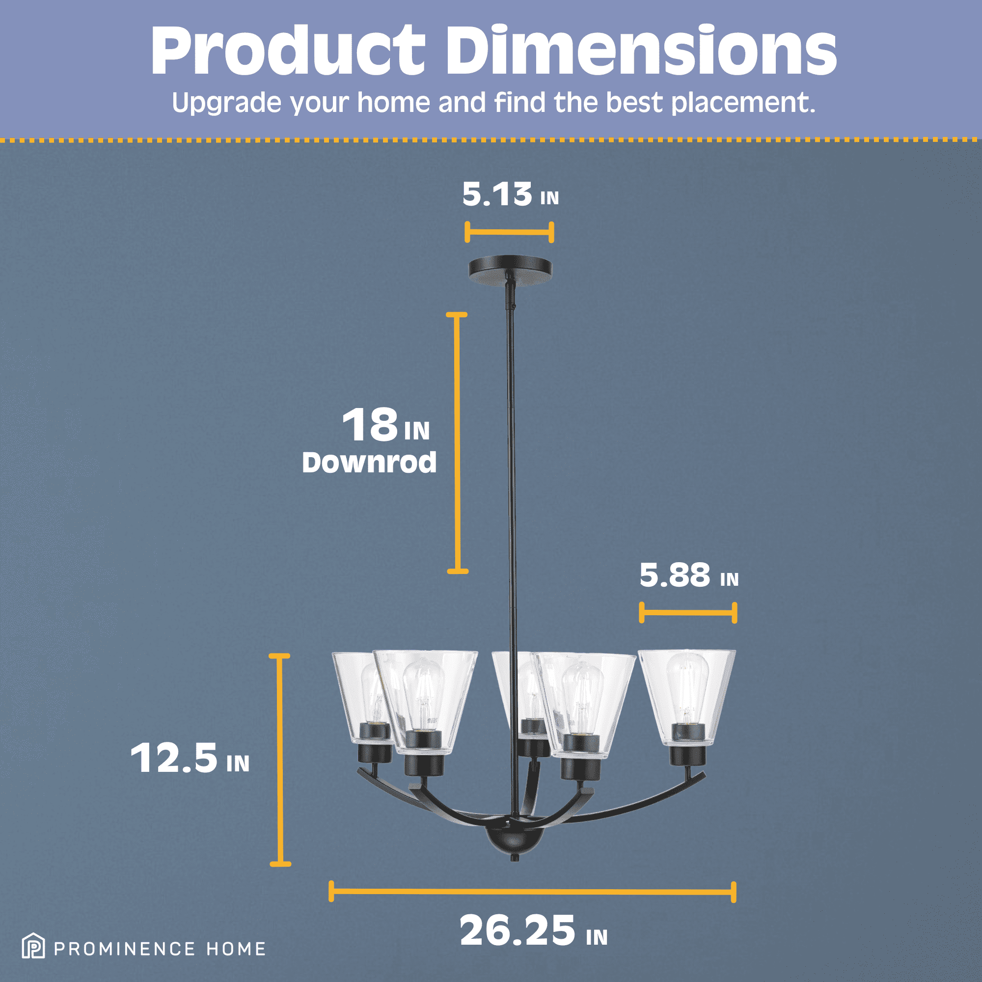 Prominence Home Fairendale Matte Black 5-Light Chandelier with Clear Glass - Image 12