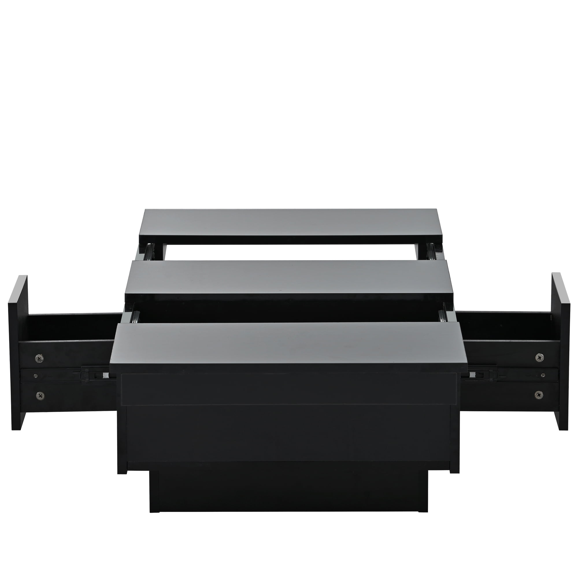 Aukfa Modern Extendable Coffee Table - Rectangle Cocktail Table with Hidden Storage - Black - Image 3