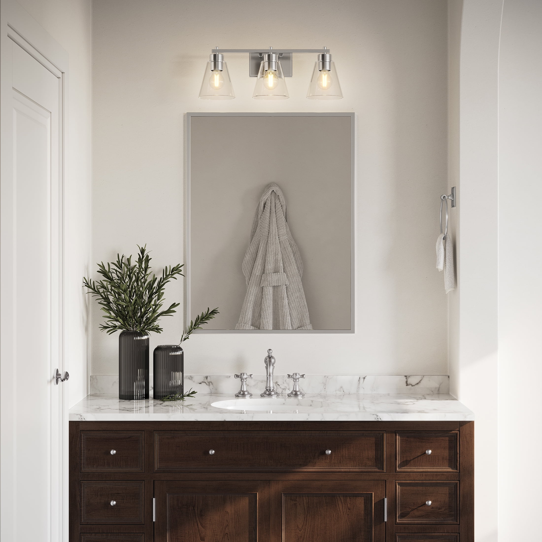 Better Homes and Gardens 22" Modern Dimmable 3-Light Vanity, Silver, Medium Base Bulb, Bathroom Light - Image 16