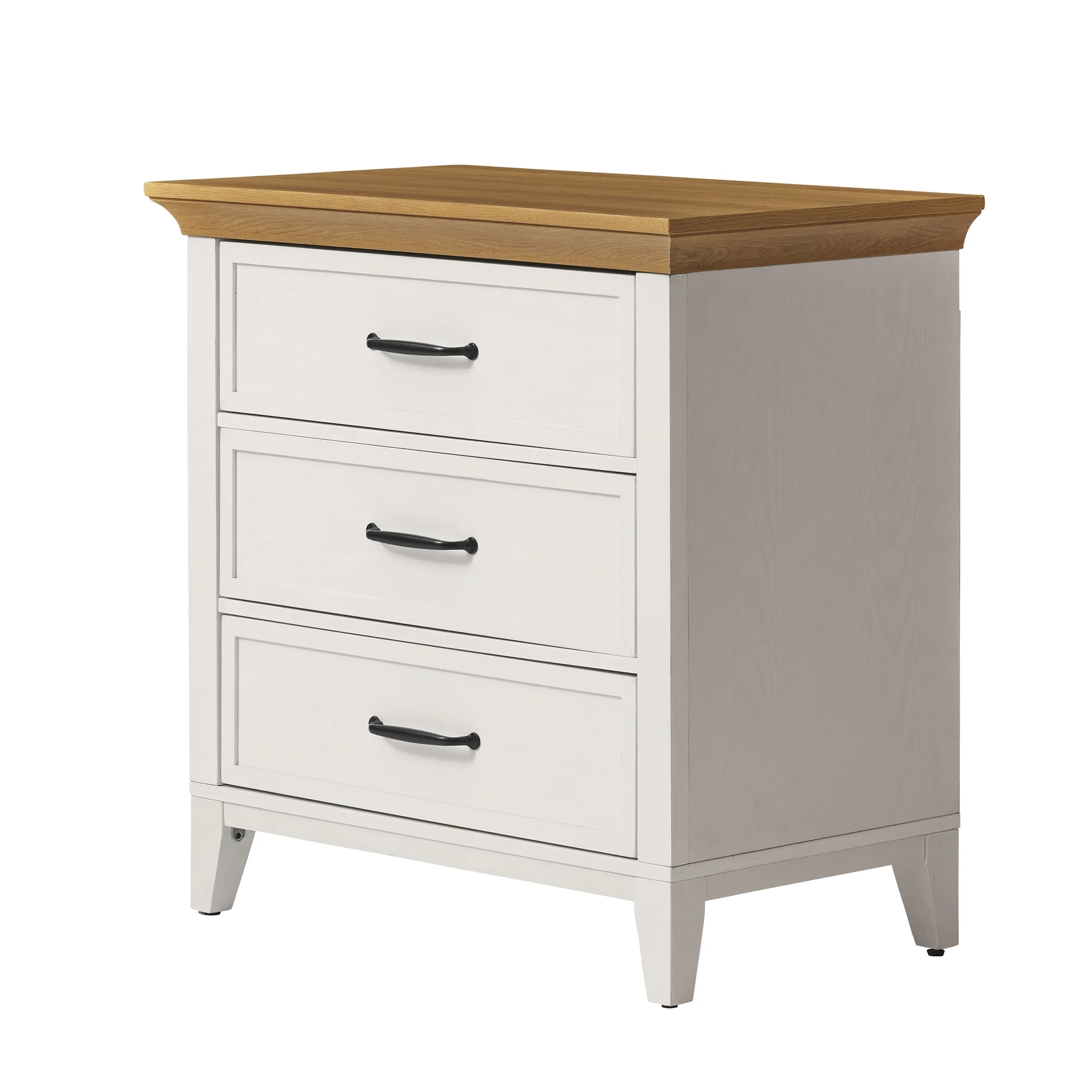 Better Homes & Gardens Canton 3-Drawer Nightstand, Textured White and Light Honey - Image 3