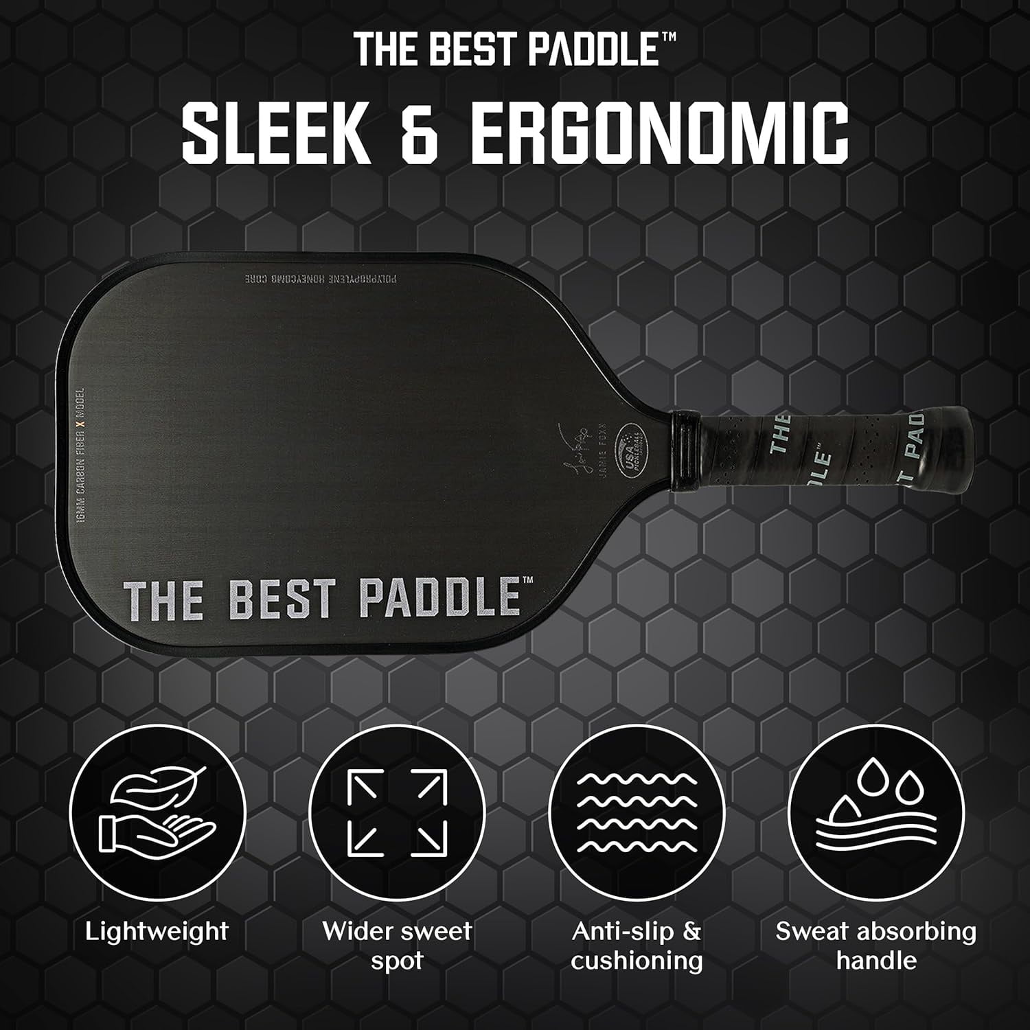 The Best Paddle Pickleball Paddle Carbon Fiber 16mm Polymer Core Elongated Handle USAPA Certified - Image 4