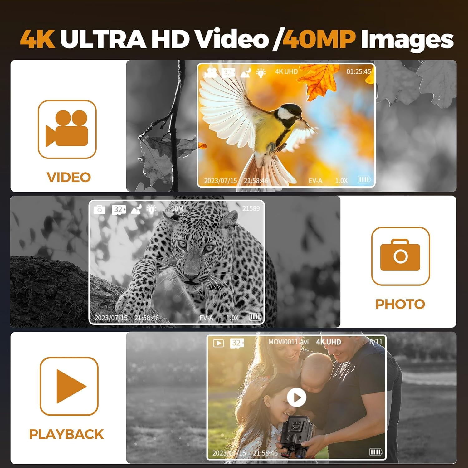 Ruaiok 4K Night Vision Binoculars, 8X Night Vision Goggles for Adults Hunting & Camping, IP65 Waterproof and 5000mAh Rechargeable Battery - Image 8