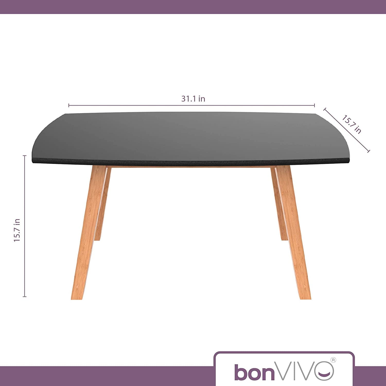 BonVIVO Small Coffee Table - Franz Designer Low Table w/Wooden Bamboo Frame,Men & Women - Image 9