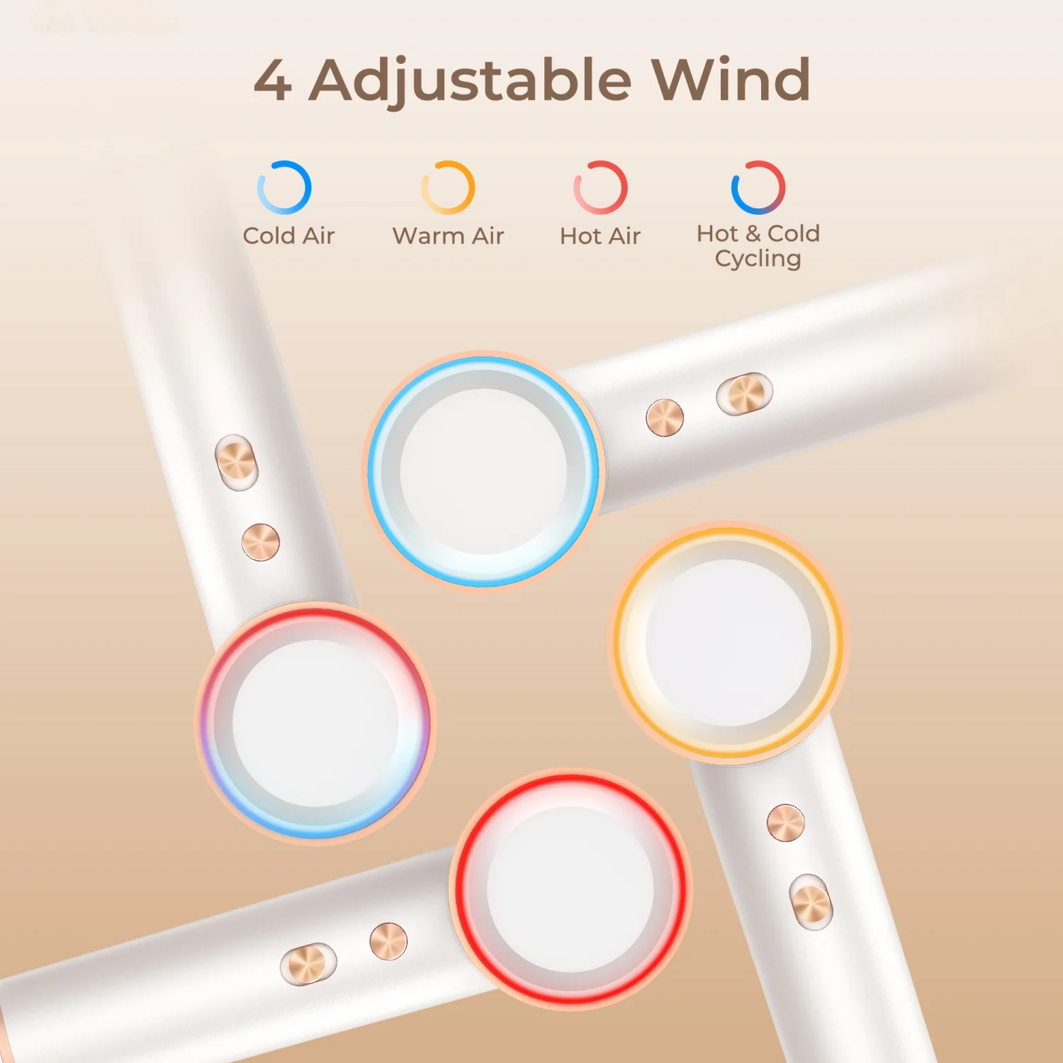 Laresar High Speed Hair Dryer, Professional Ionic Hair Dryer with Diffuser, Hair Dryers for Women Home Travel and Salon, White Blow Dryer - Image 2