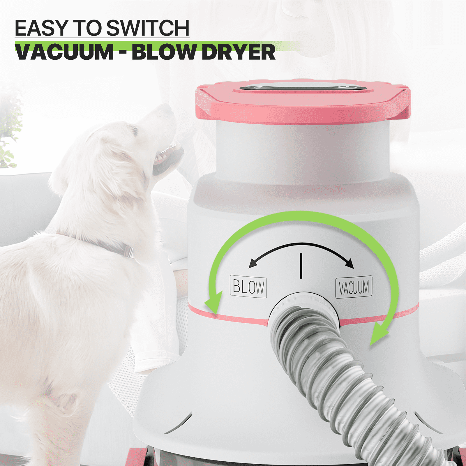 Magshion 3 in 1 Pet Grooming Kit with Vacuum Suction & Dryer, 6 Grooming Tools, Deshedding Brush, 4L Dust Cup, Hair Trimmer with Guide Combs for Dog Cat, Pink - Image 4