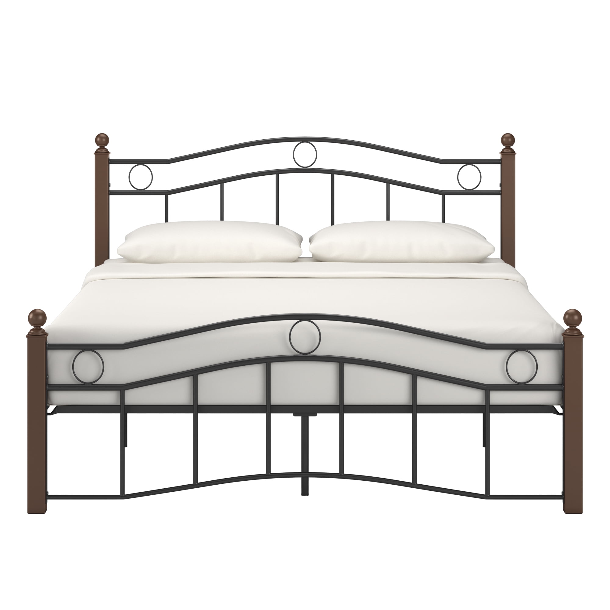 Weston Home Abigail Square Post and Black Metal Adult Platform Queen Bed, Brown - Image 2