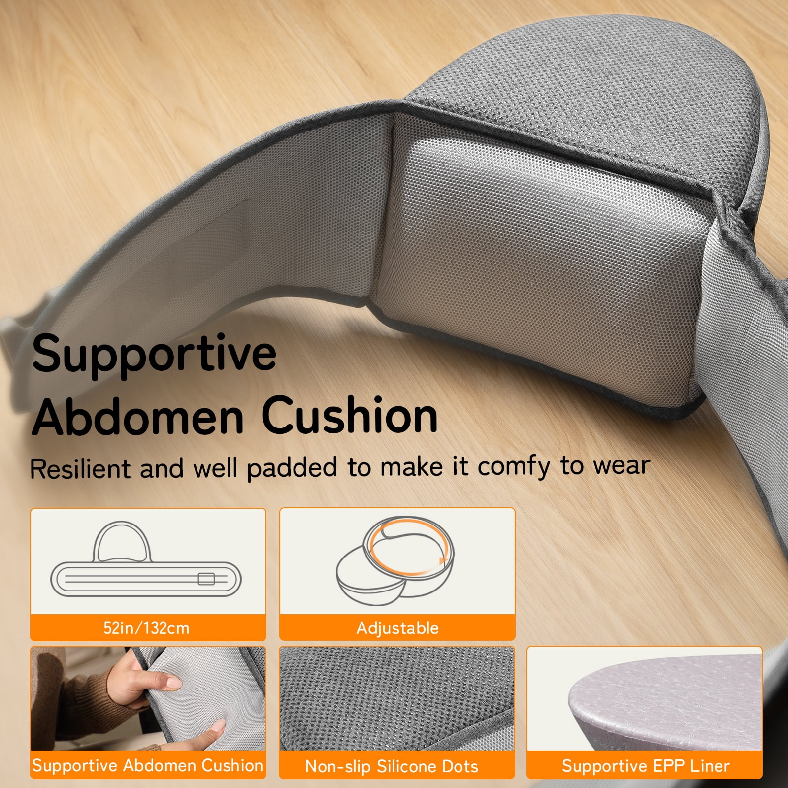 Besrey Baby Carrier with Hip Seat Newborn to Toddler, 7-45lb,Baby Body Holder Chest with Back Support,Gray - Image 6