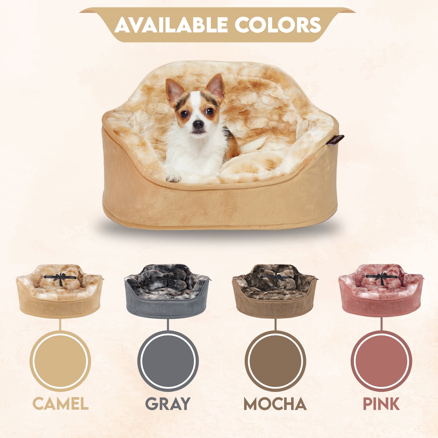 Precious Tails Faux Fur Princess Cat Dog Bed with Plush Bone Pillow – Small - Image 6