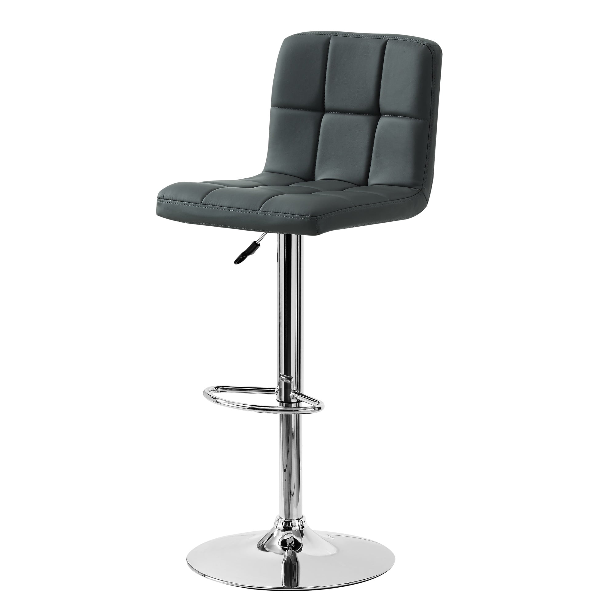 Linon Clayton 24"-32" Gas Lift Adjustable Metal Barstool in Gray Faux Leather - Image 5