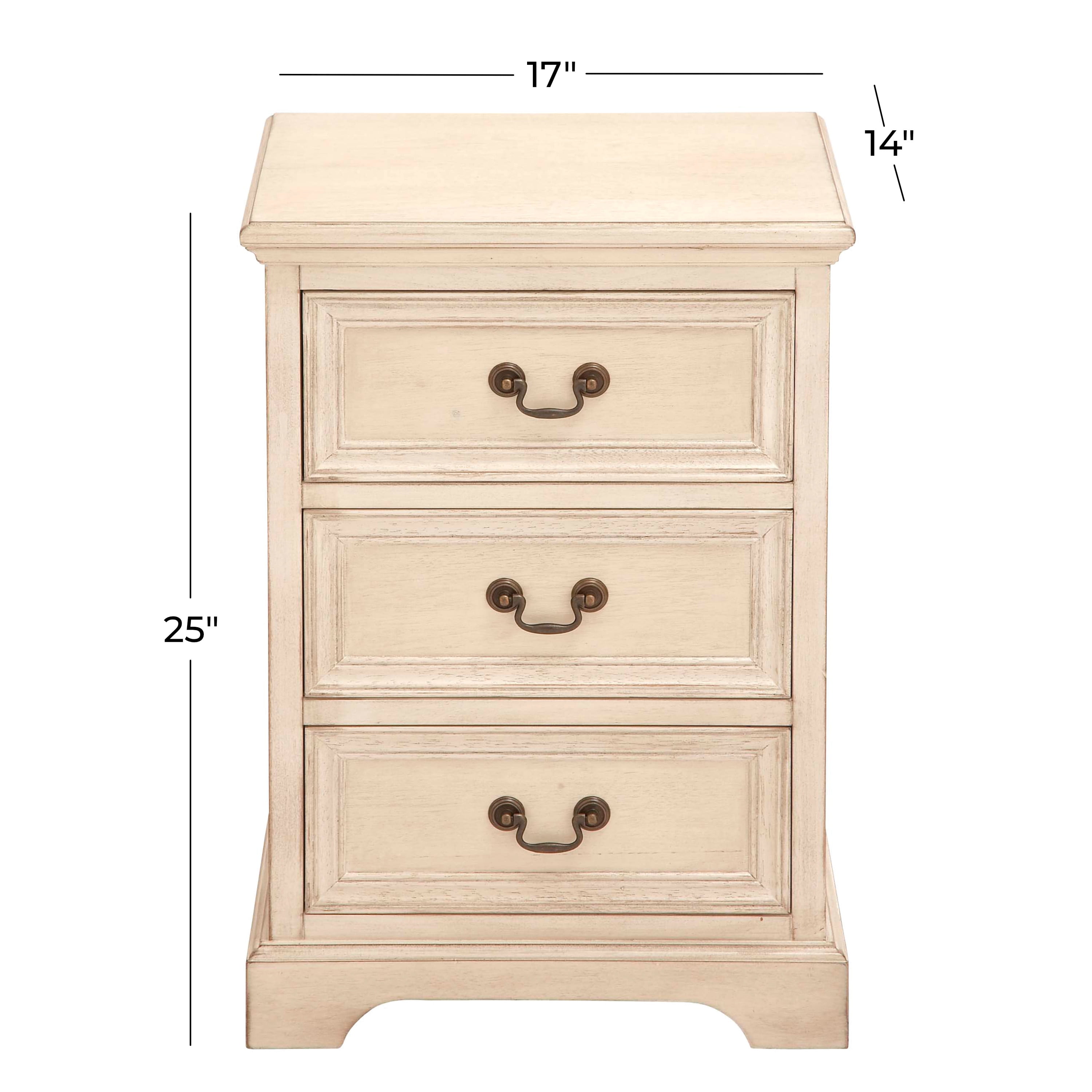 DecMode 17" x 25" Cream Wood 3 Drawer Cabinet, 1-Piece - Image 9