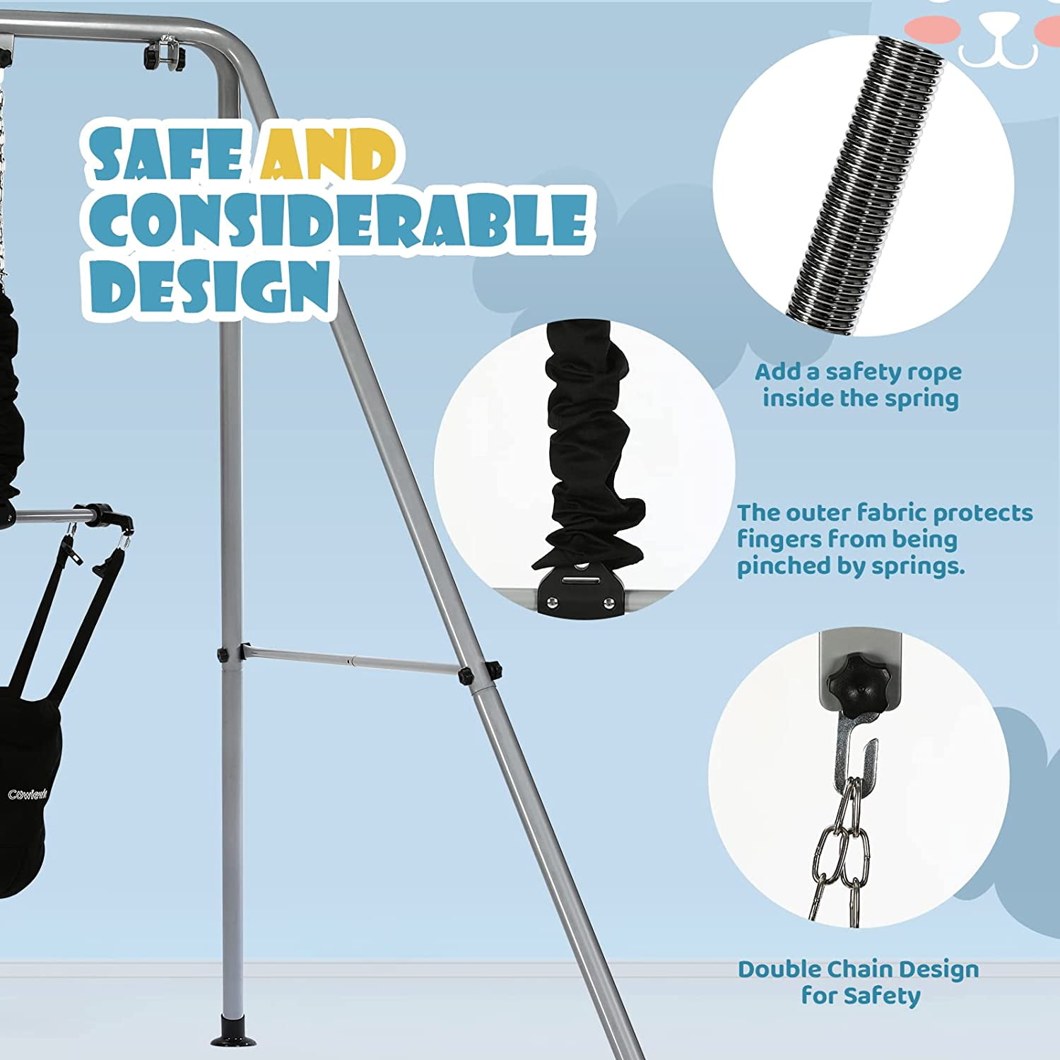 Cowiewie 2 in 1 Baby Jumper Bouncer or Walker for Activity Center for 6-24 Months Infant, Grey - Image 4