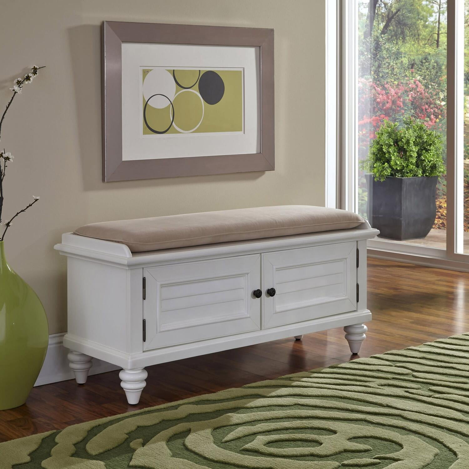 Homestyles Bermuda Wood Storage Bench in Off White - Image 4