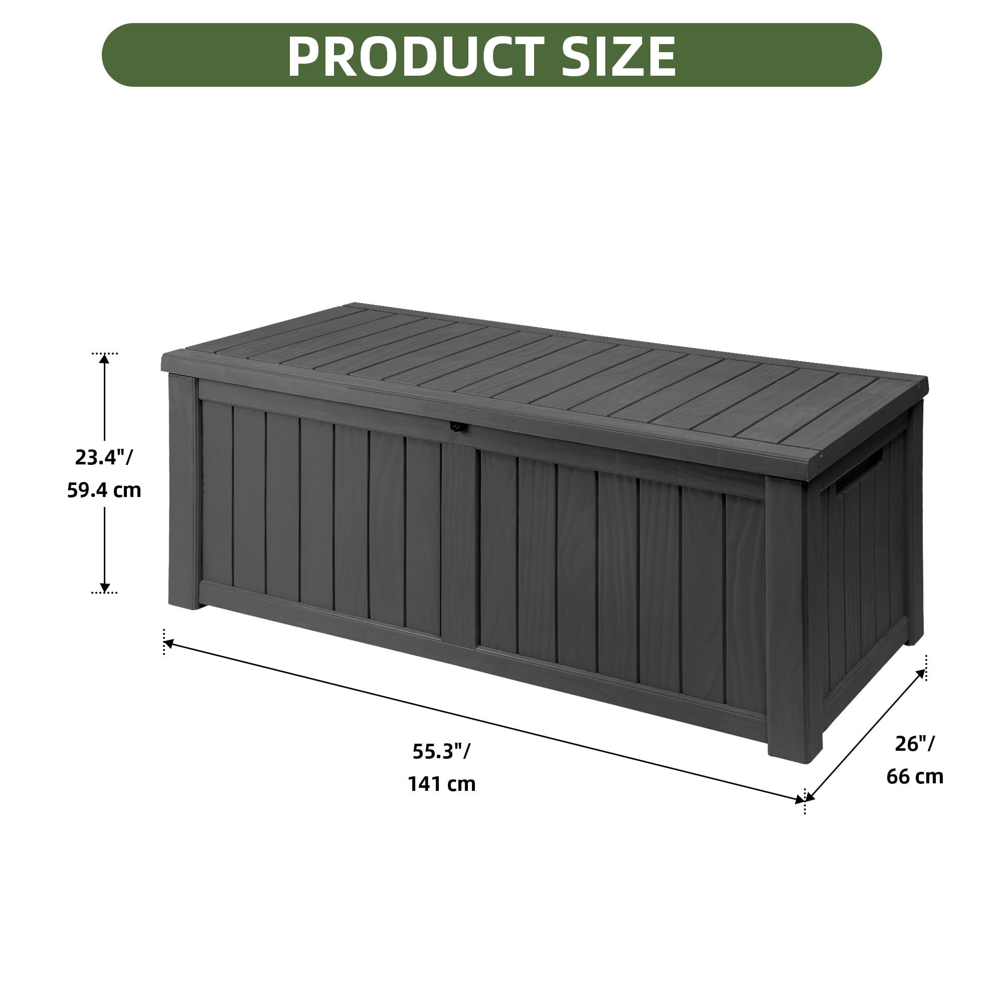 Dextrus Outdoor 120 Gallon Resin Deck Box, Dark Grey - Image 4