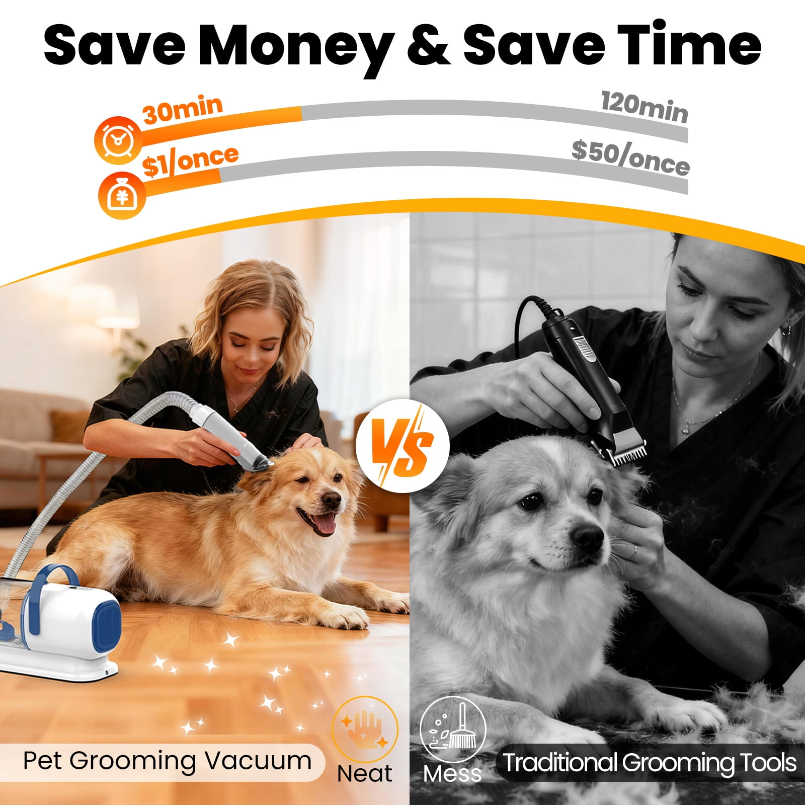 AIRROBO GP04 Dog Grooming Kit, 5 Grooming Tools, Pet Grooming Vacuum, Dog Clippers Kit, Low noise - Image 6