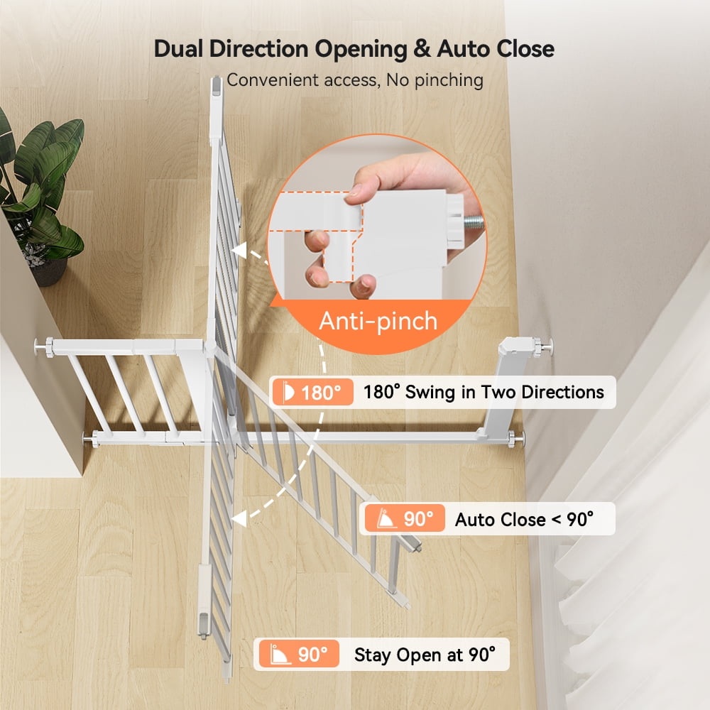 29.5-51.6'' Extra Wide Baby Gate, Caveen 30''H Safety Doorway Gates Pressure Mounted,White - Image 10
