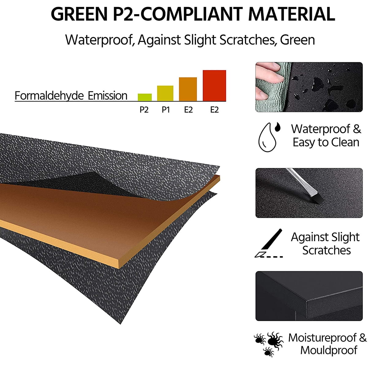 Hommpa 2 Drawers Nightstand for Bedroom, Bedside End Table Organizer, Wooden Black Finish 17.72" x 13.78" x 18.51" - Image 4