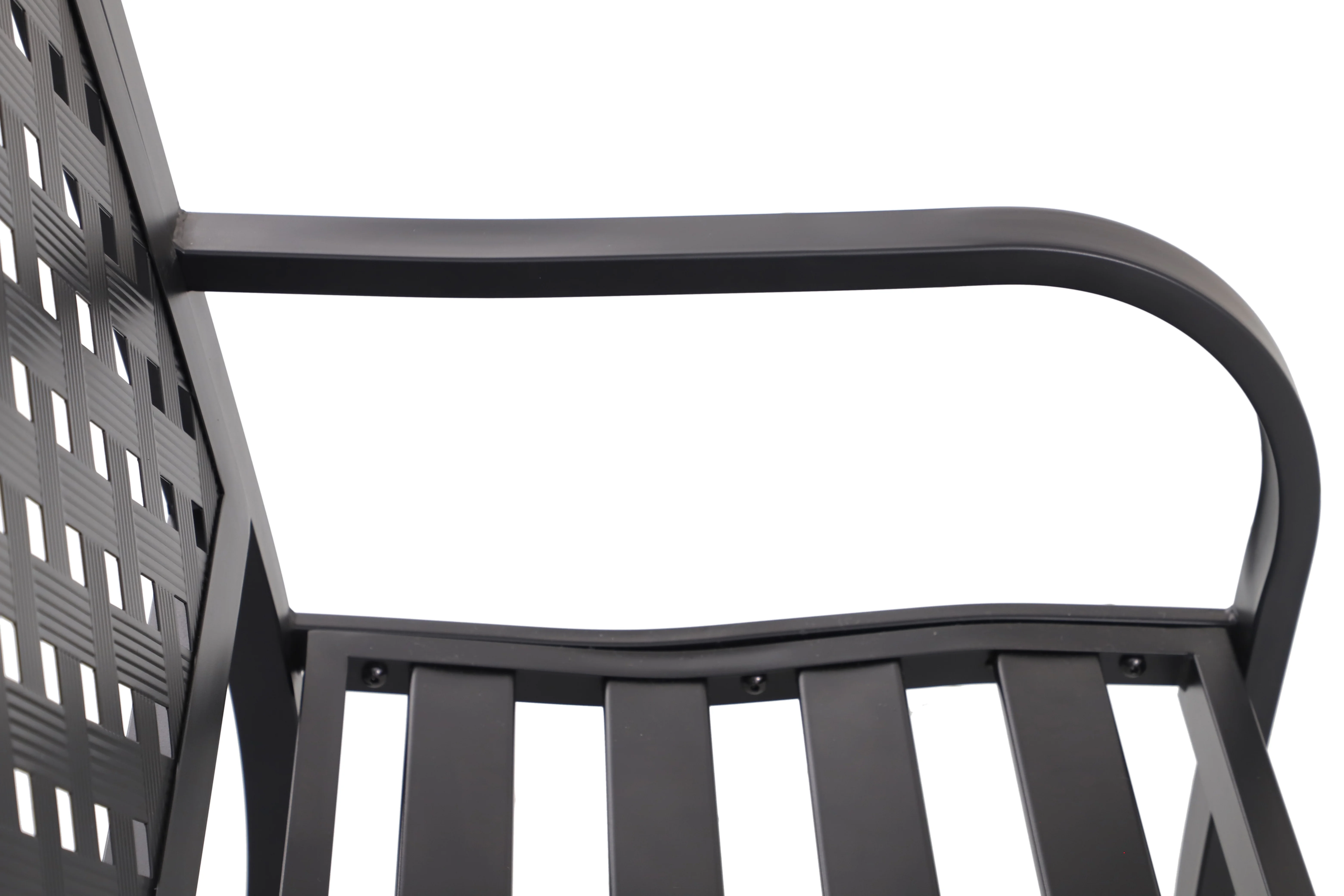 Mainstays Lattice High Back Slat Seat Steel Outdoor Bench, Black - Seats 2 - Image 3