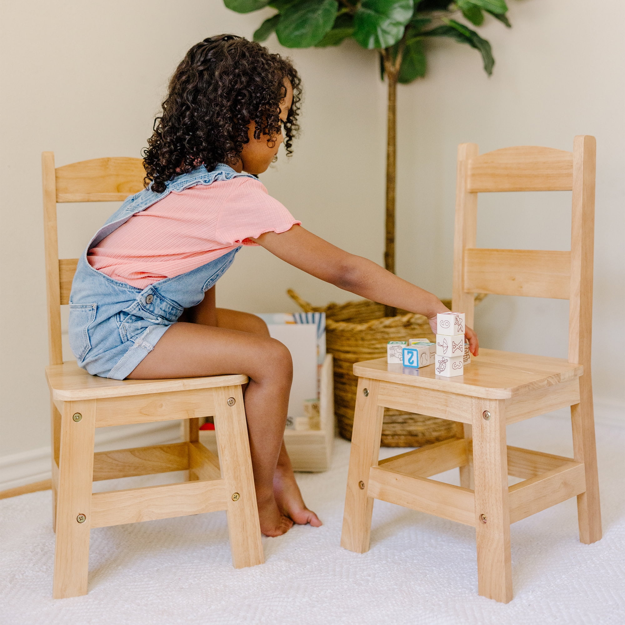 Melissa & Doug Wooden Chairs, Set of 2 - Blonde Furniture for Playroom - Image 7