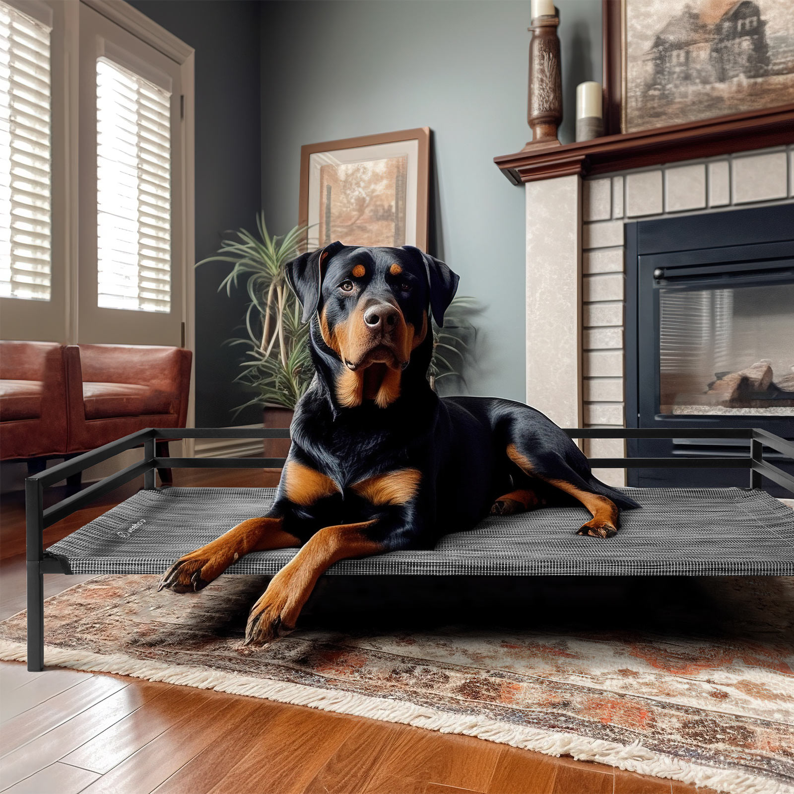 Veehoo Metal Elevated Dog Bed, Cooling Raised Pet Cot Washable Mesh Indoor, X Large, Black Silver - Image 6