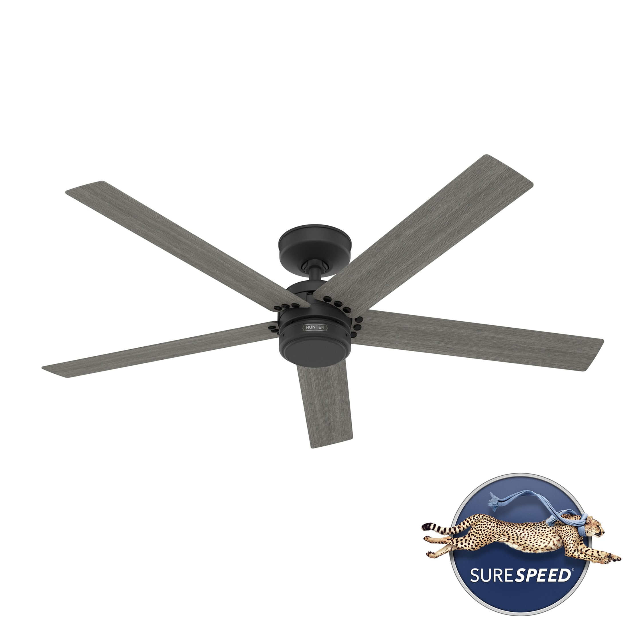 Hunter 52 inch Outdoor or Indoor Ceiling Fan No Light - Black Ceiling Fan without Light, For Patio, Porch, Garage, or Living Room, Standard Mount, 5 Blades, Wall Control - Burton 52247, Matte Black - Image 15