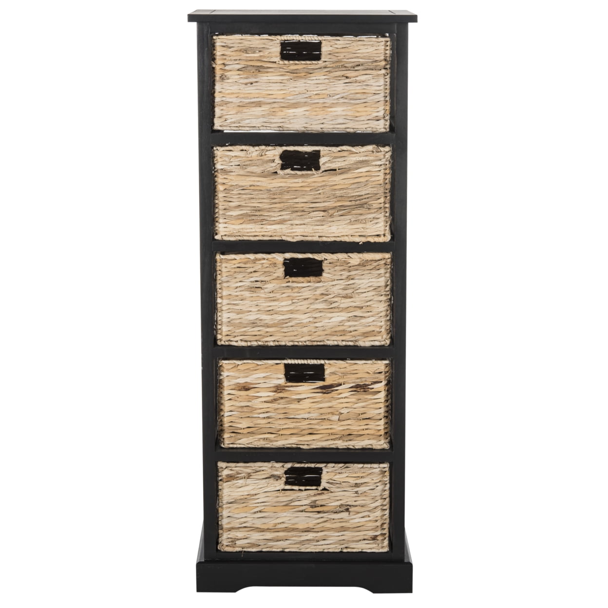 SAFAVIEH Vedette Country Nautical 5 Wicker Basket Storage Tower, Distressed Black - Image 5
