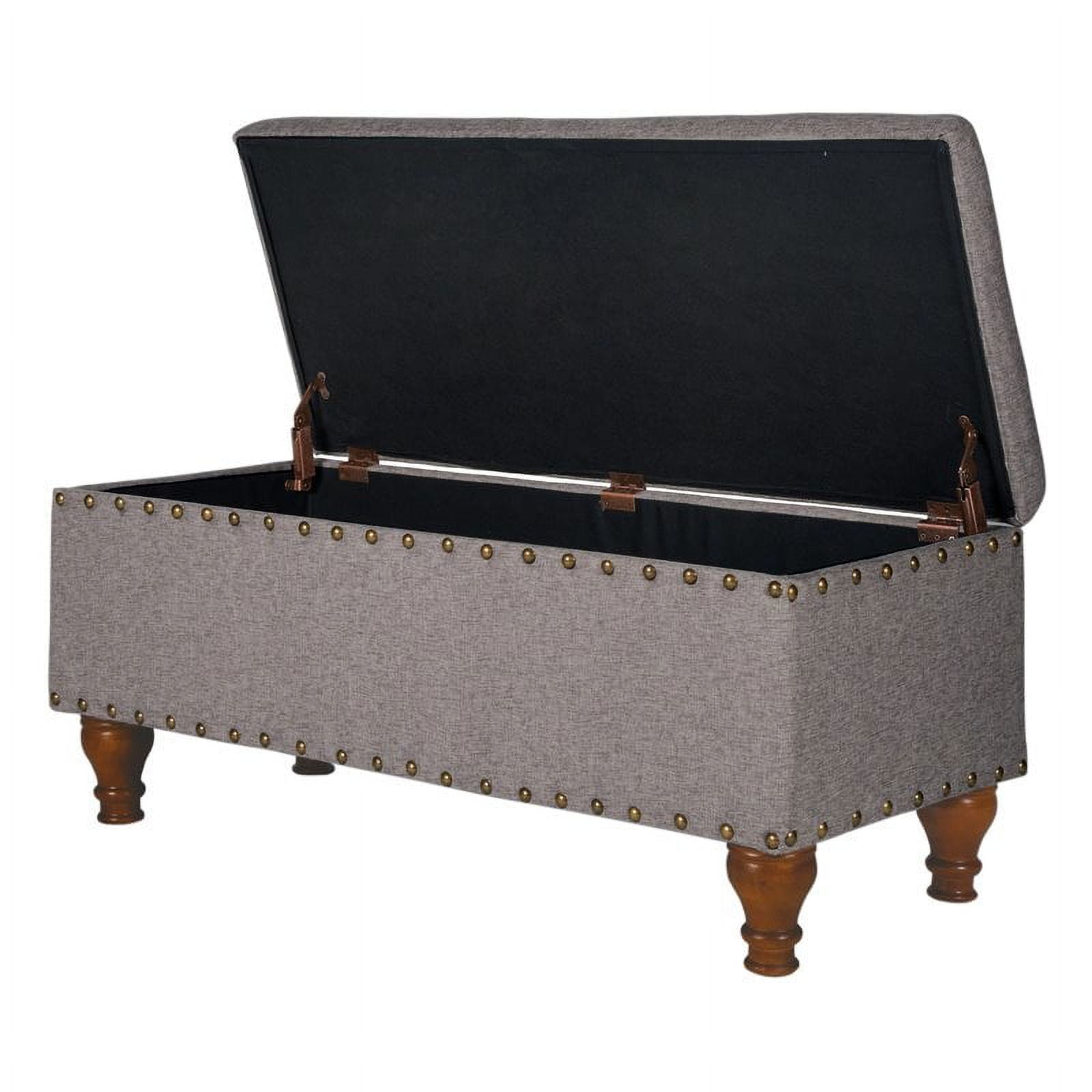 HomePop Large Storage Bench with Nailhead Trim, 42"W x 18"D x 18"H, Gray - Image 6