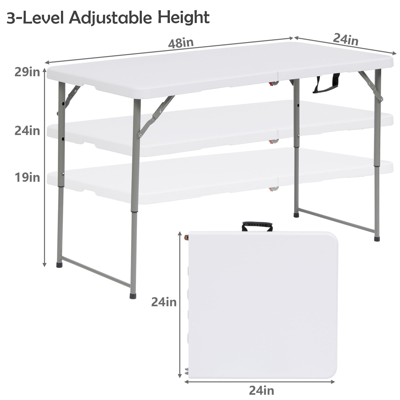 SUGIFT 4 Foot Folding Table White - Image 6