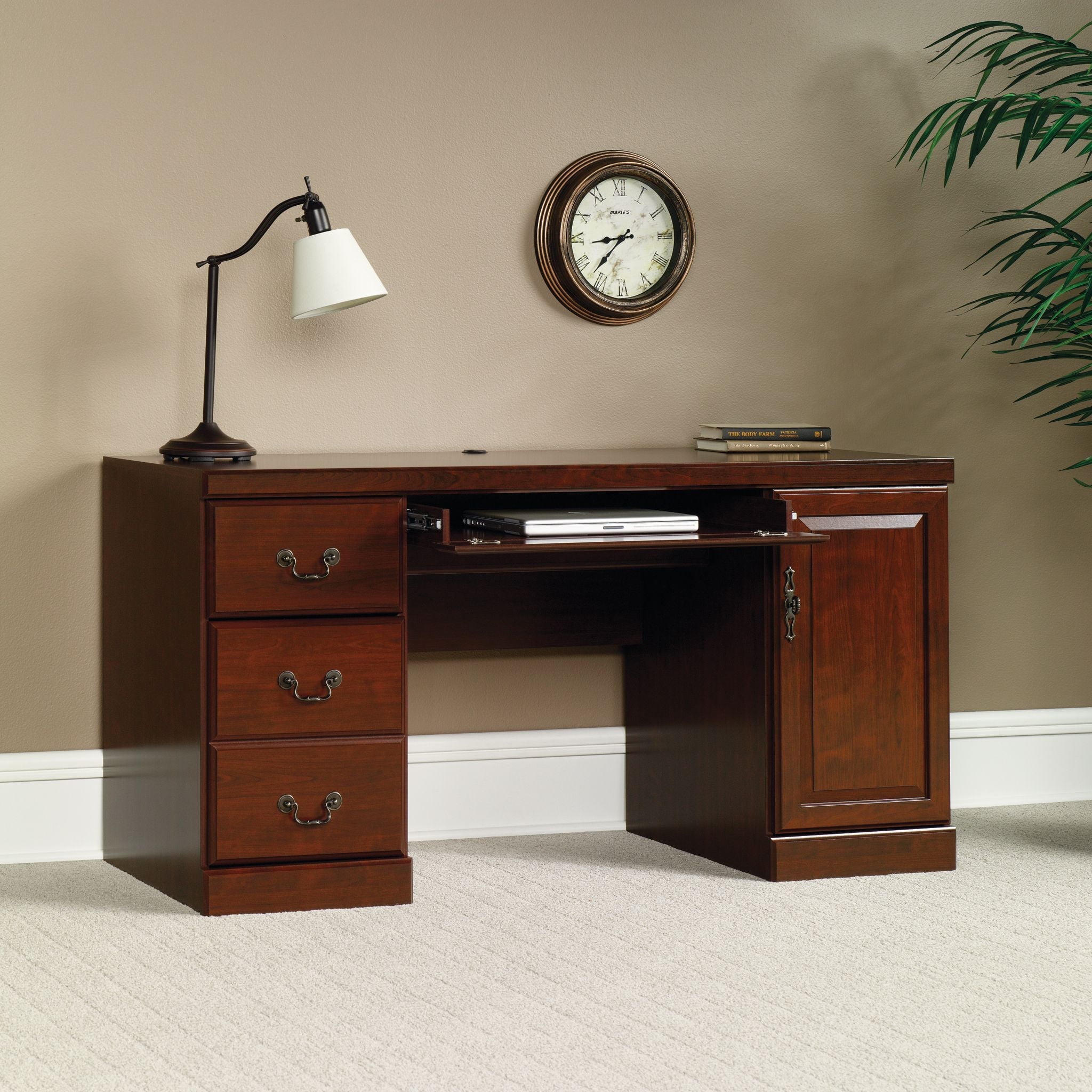 Sauder Heritage Hill 60"W Desk Computer Credenza, Classic Cherry Finish - Image 7