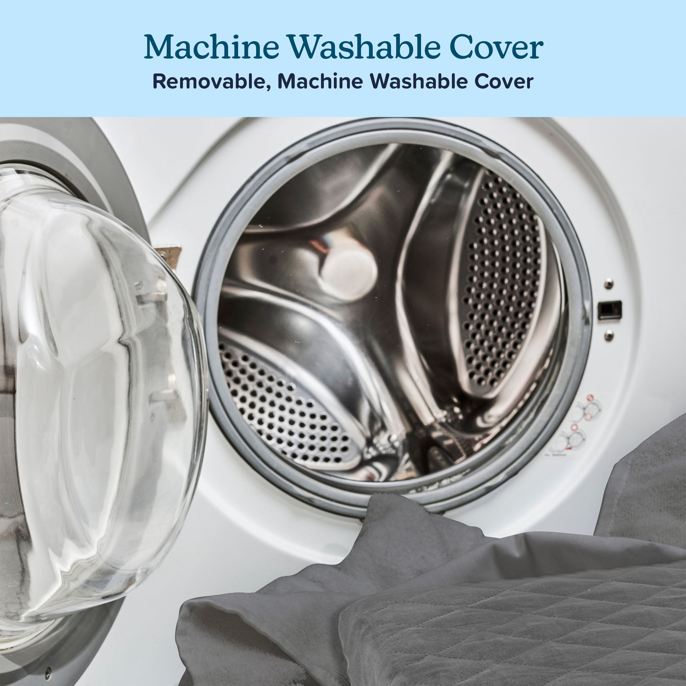 PETMAKER 36in Water-Resistant Dog Bed with Removable Washable Cover (Gray) - Image 7