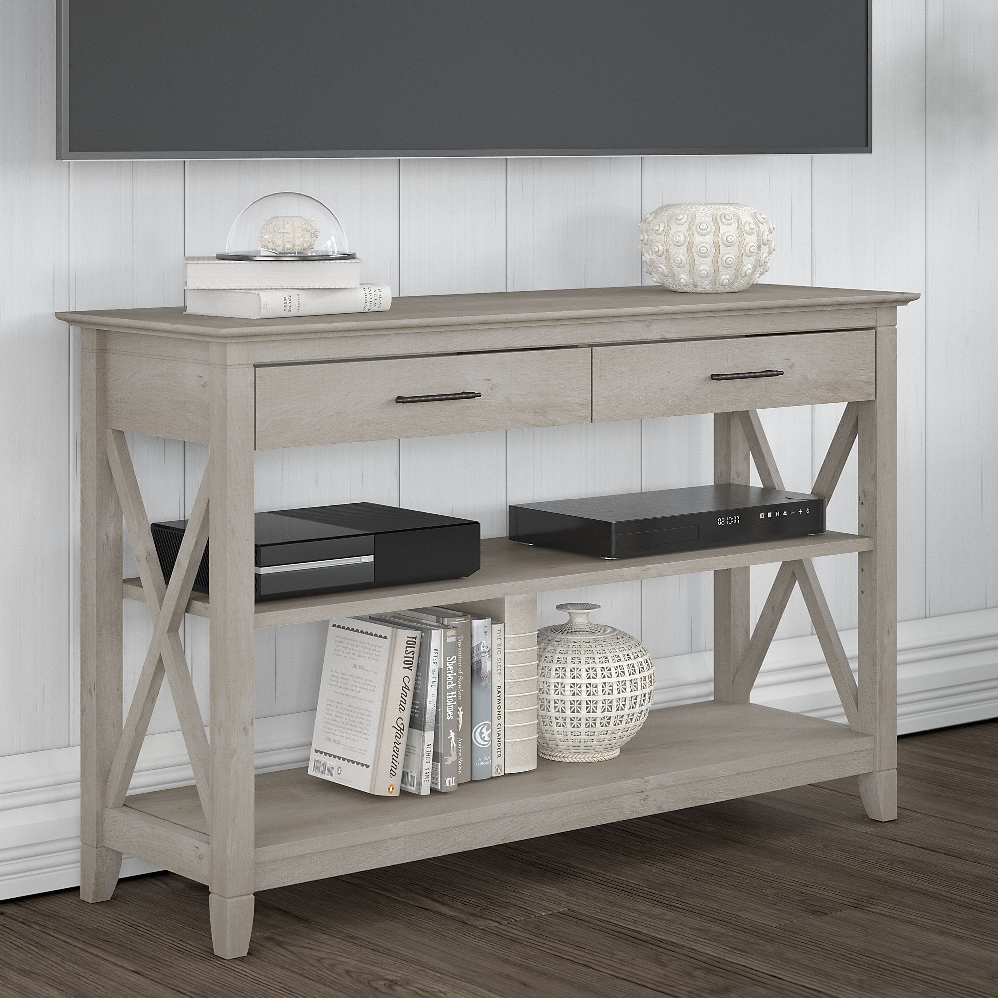 Bush Furniture Key West Console Table, Washed Gray - Image 5