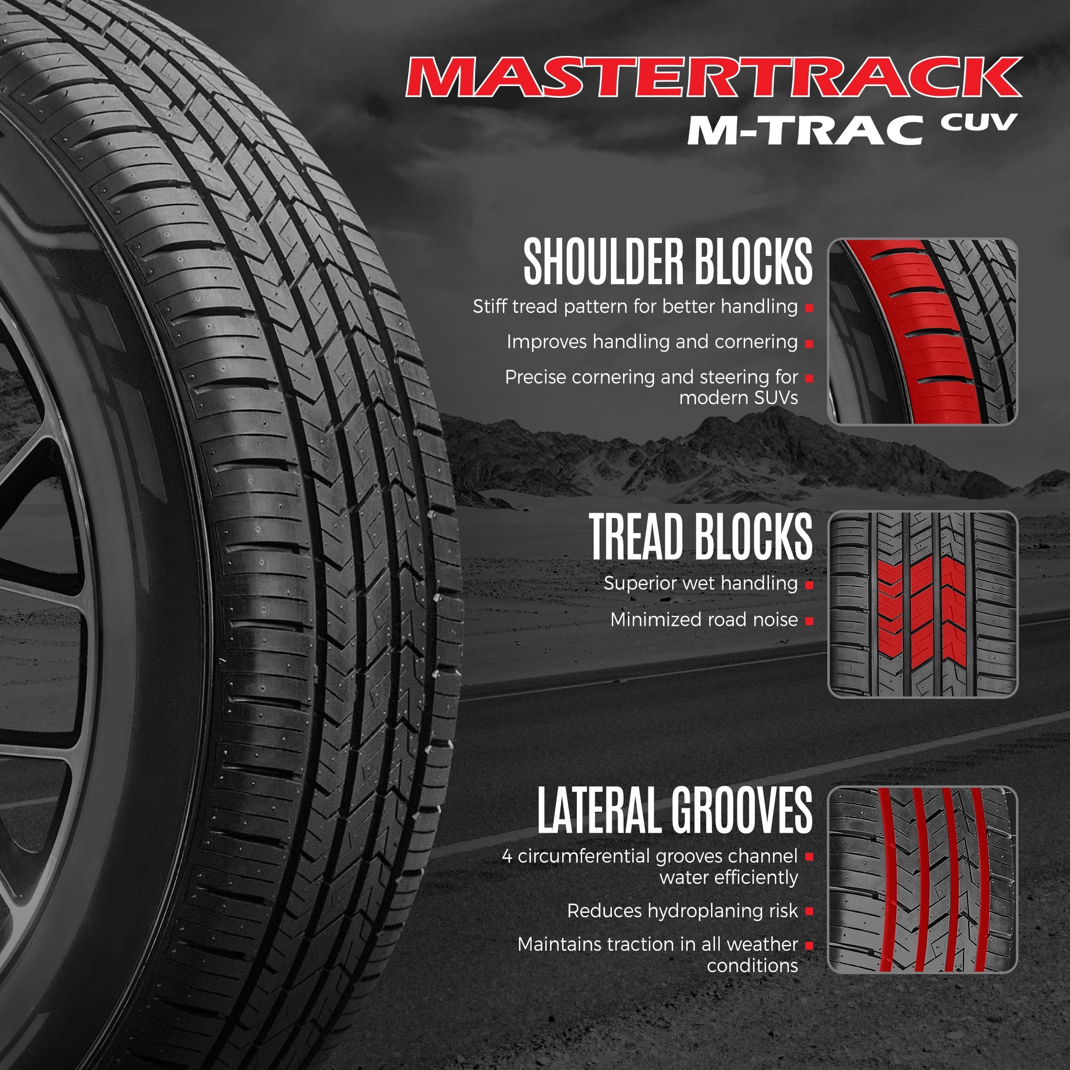 Mastertrack M-TRAC CUV All Season 225/70R16 103H Crossover CUV/SUV Tire 225/70/16(Tire Only) - Image 4
