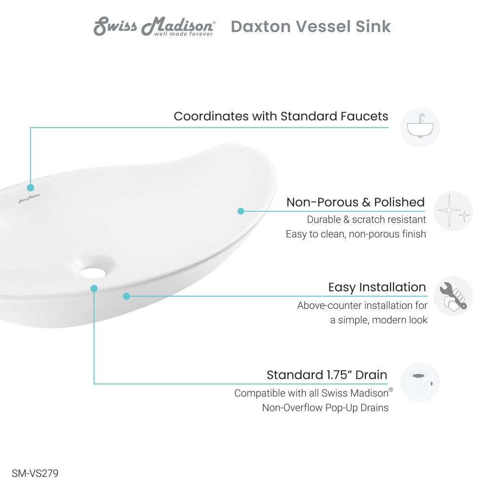 Daxton Glossy White Ceramic Specialty Vessel Sink 25.5 in - Image 7