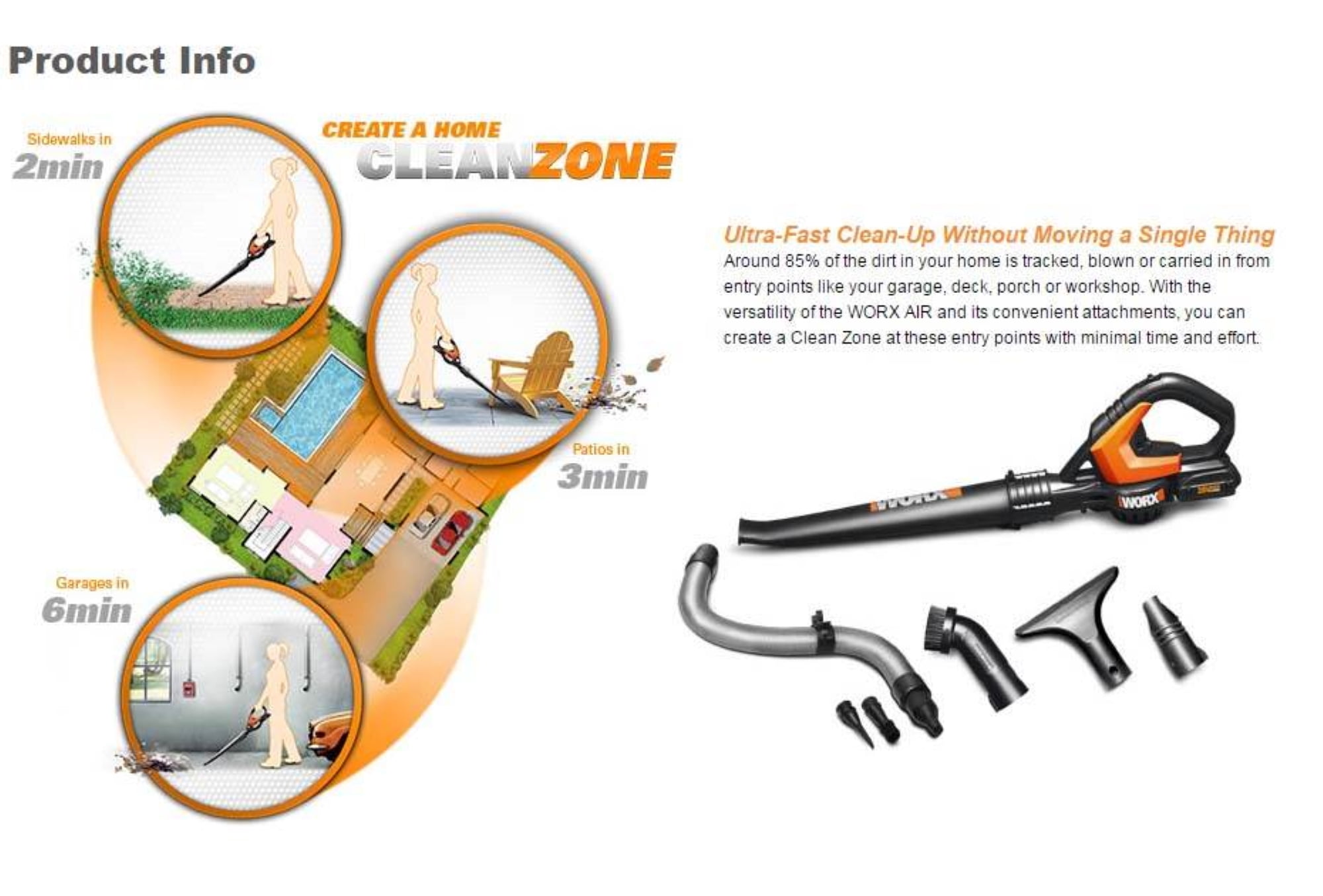 Worx WG545.1 20V Power Share AIR Cordless Leaf Blower & Sweeper - Image 9