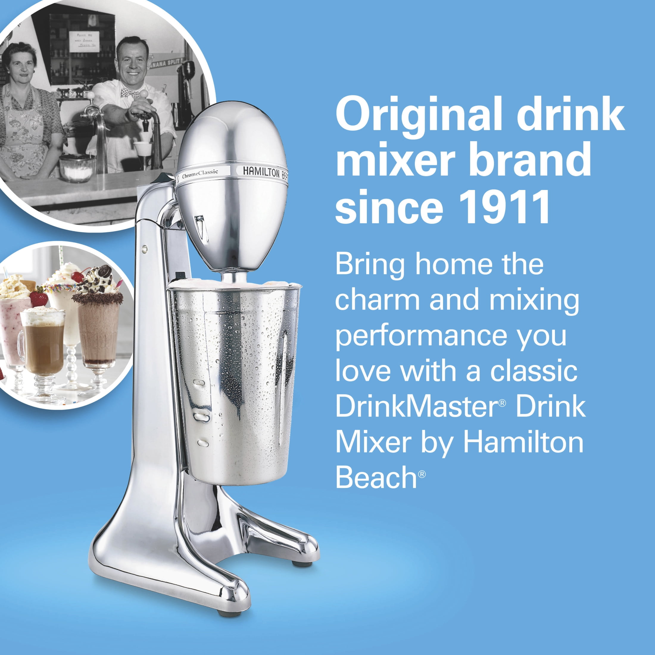 Hamilton Beach DrinkMaster Drink Mixer, Milkshake Maker & Milk Frother with Steel Cup, 28 oz, Chrome - Image 5