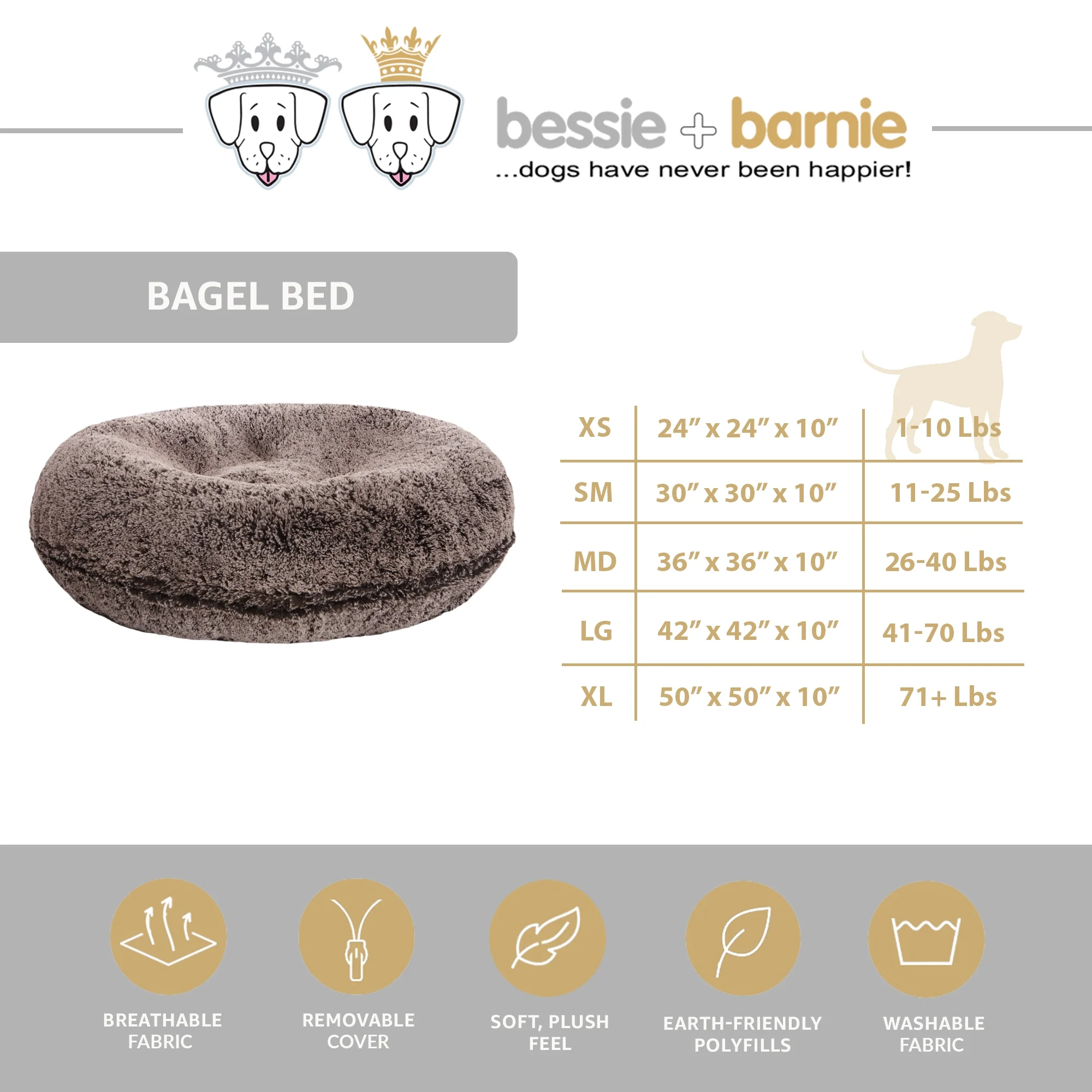 Bessie and Barnie Signature Midnight Frost Luxury Shag Extra Plush Faux Fur Bagel Pet/ Dog Bed - Image 5