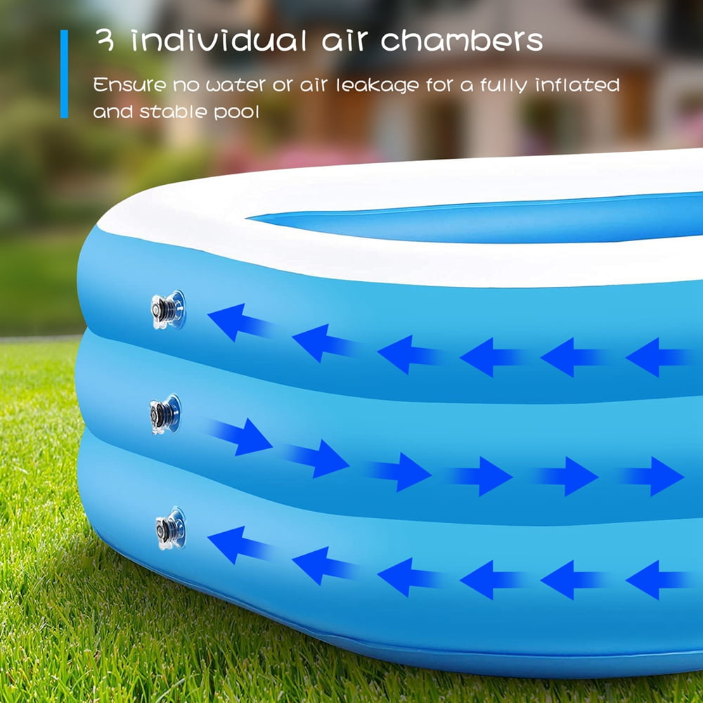 Rectangular Inflatable Pool Sturdy Blow Up Pool for Kids, Adults, Family, 9.84 x 6 x 1.97 ft - Image 6