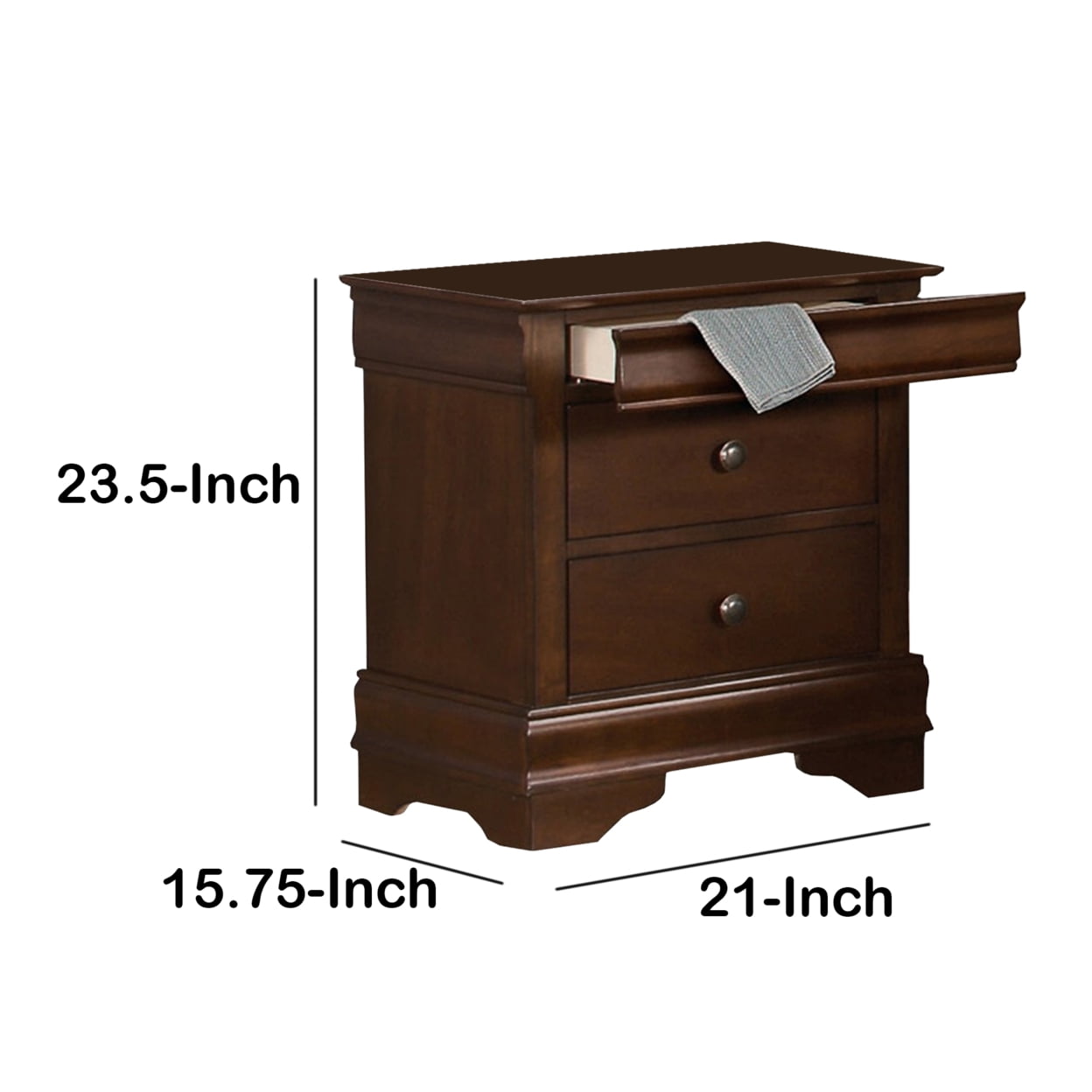 Lexicon Abbeville 3-Drawers Traditional Wood Nightstand in Brown Cherry - Image 2