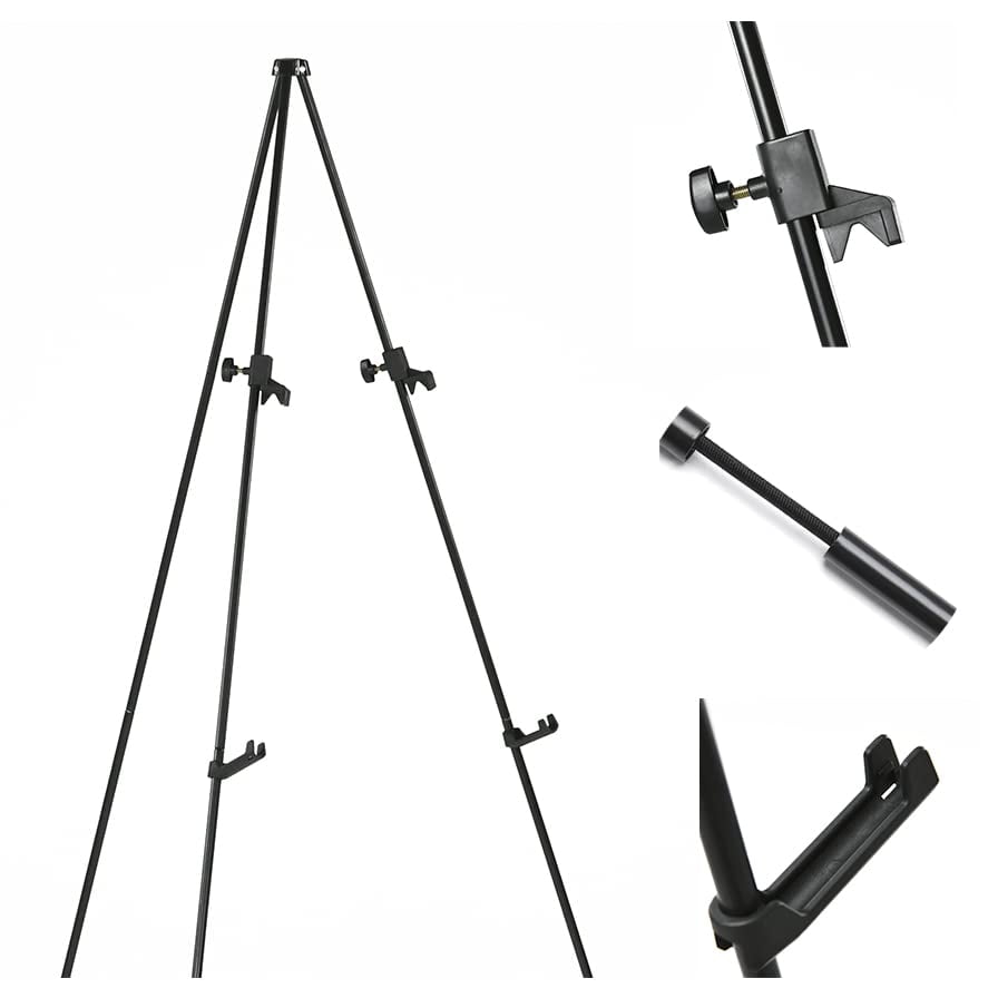 MEEDEN Easel Stand for Display, 63" Tripod Collapsible Artist Floor Easel, Easy Folding Portable Metal Art Easel Stand for Display, Posters, Signs, Black, 6 Pack - Image 7