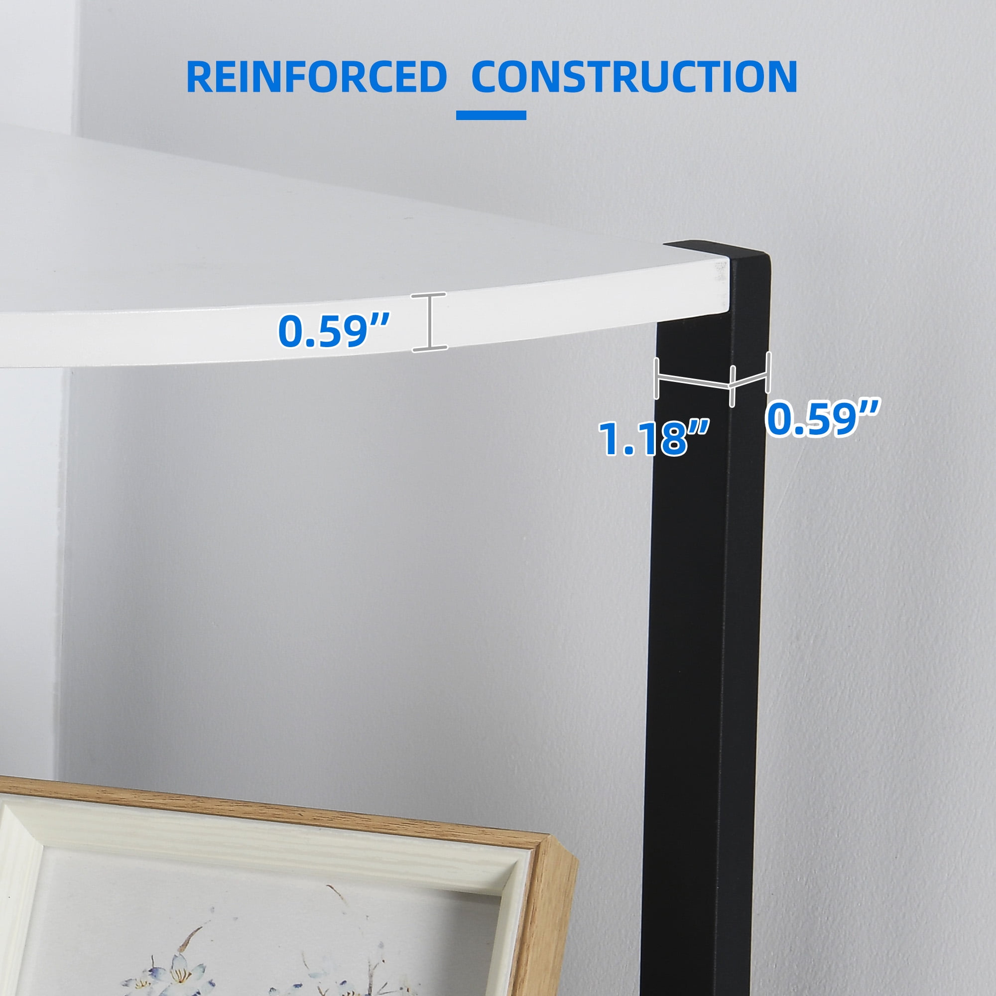 Dextrus 6-Tiers Corner Shelf, Narrow Open Shelf, Modern Corner Bookshelf & Bookcase, Corner Storage Rack Plant Stand for Home Office, White - Image 2