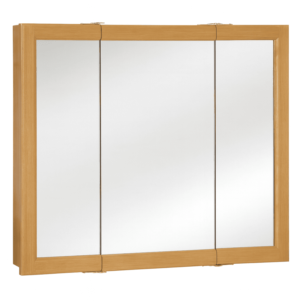 Design House 36" Wood Tri-View Wall Mount Bathroom Medicine Cabinet, Nutmeg Oak - Image 11