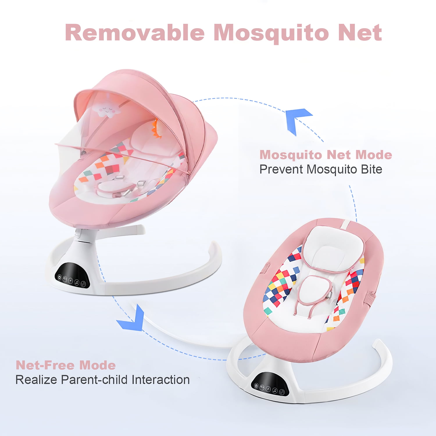 Yadala Baby Swing for Infants, Bluetooth Baby Swing Baby Rocker Chair with Gift Package, Pink - Image 6