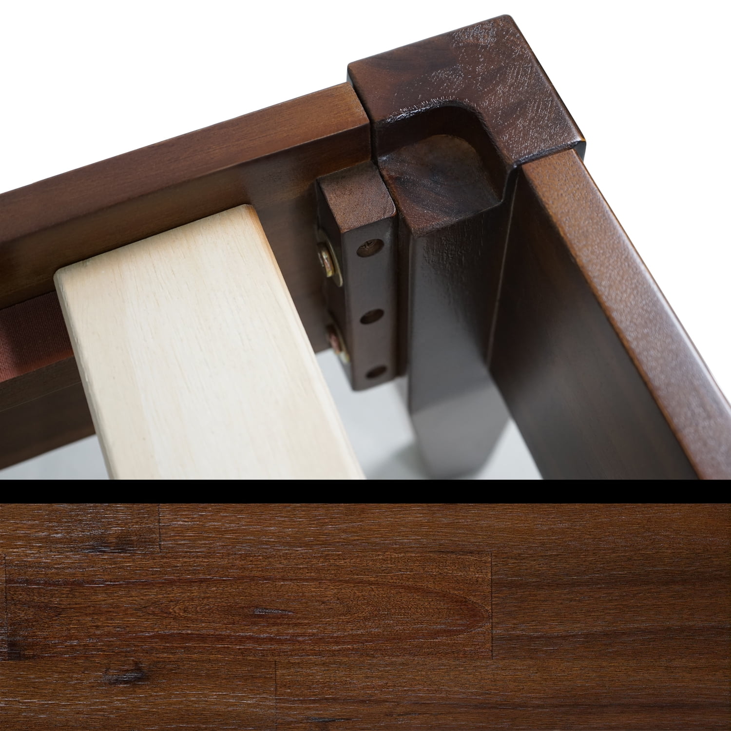 Acacia Mervyn Solid Wood Bed Frame Without headboard King Chocolate - Image 3