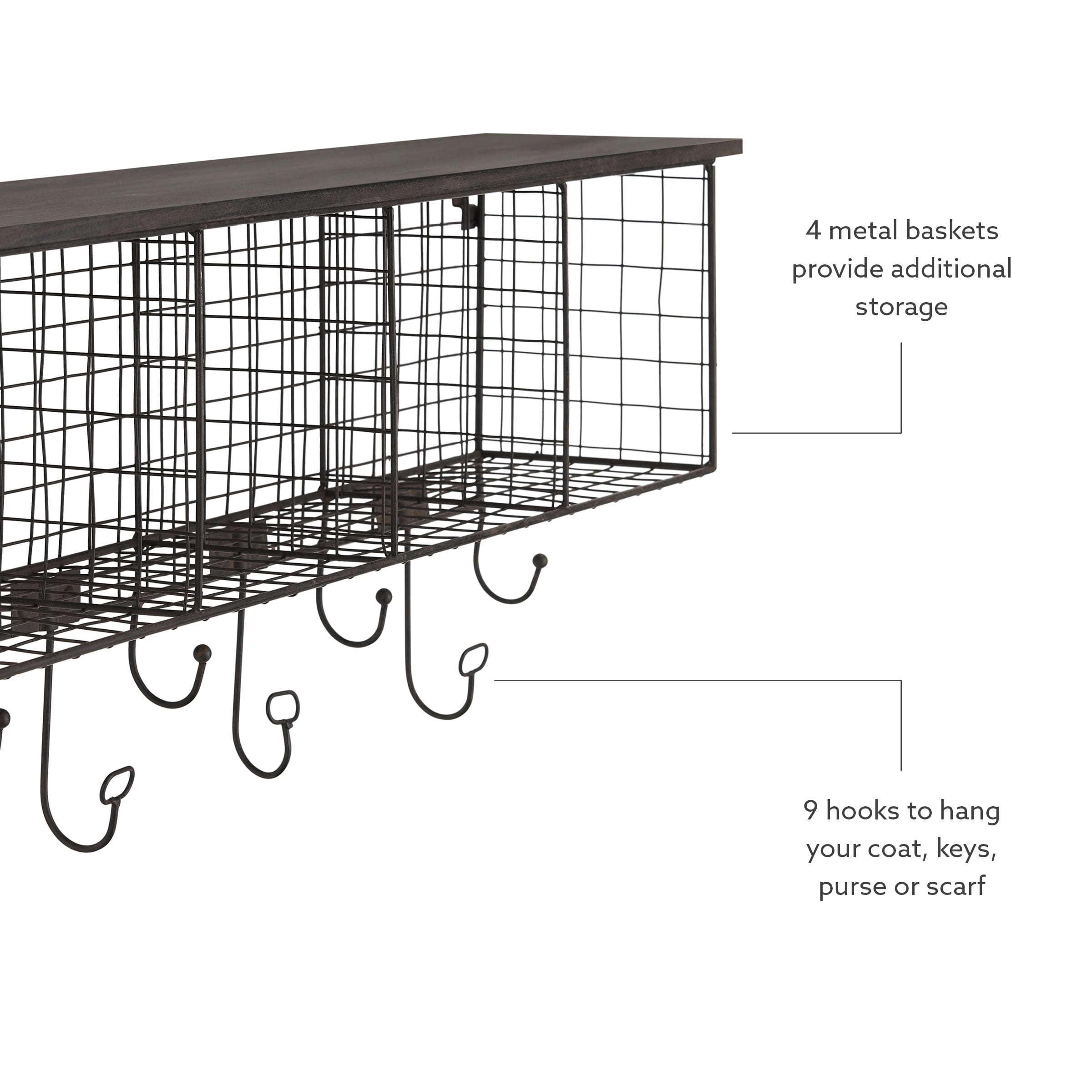 Linon 4-Cubby Floating Wall Shelf, Black - Image 11
