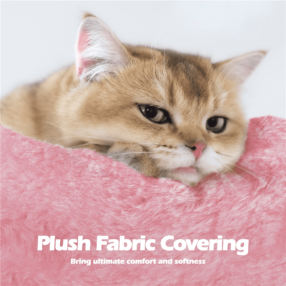 Alden Design 82.5" H Multi Level Cat Tree with 2 Cozy Condos and Basket, Pink - Image 7