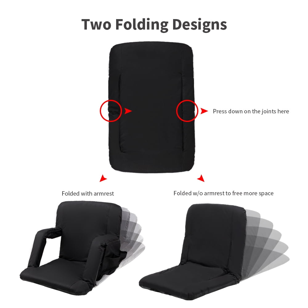 Seamander Large Foldable Black Stadium Seat with 2 Seats - Image 4