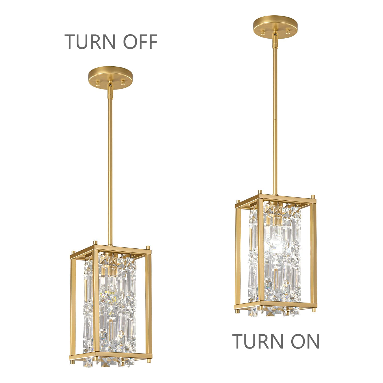 ZHLWIN Dining Room Light Fixture Semi Flush Mount Ceiling Light Fixture, Lndustrial Farmhouse Chandelier Gold Metal Crystal Pendant Light for Hallway Balcony Kitchen Island - Image 4