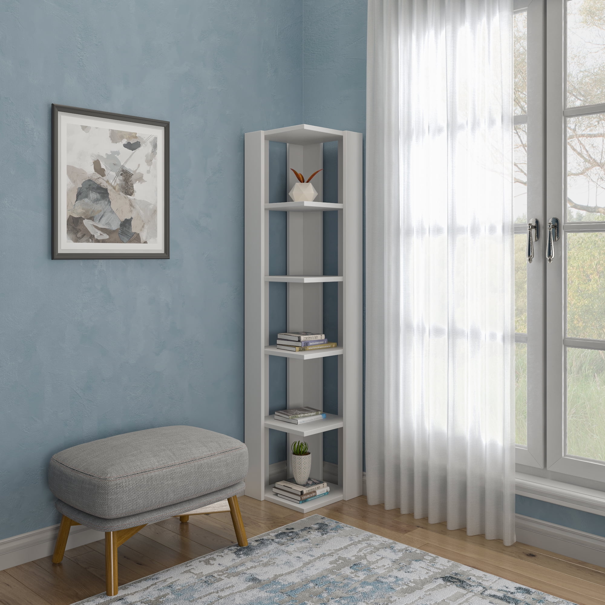 Ada Home Decor Bruce Multiple Tier Open Shelf Modern Bookcase, White - Image 5